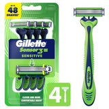 Gillette Sensor3 Sensitive Men's Disposable Razor, 4 Razors