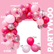 PartyWoo Hot Pink Balloons 66pcs 12 Inch Magenta Fuchsia Latex Balloons | Pearl Pink Metallic Magenta Fuchsia Confetti for Gender Reveal Bridal Shower Baby Shower Princess Birthday Party Decorations