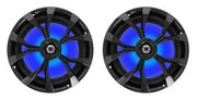 Rockville RKL80MB 8" Black 2-Way Marine Boat LED Speakers Pair | 900W Peak / 200W RMS, 4 Ohm, IP66 Waterproof, Red/Blue Beat-Sync LEDs, 40Hz-20kHz, Includes 16.4 Ft Wire and Grilles