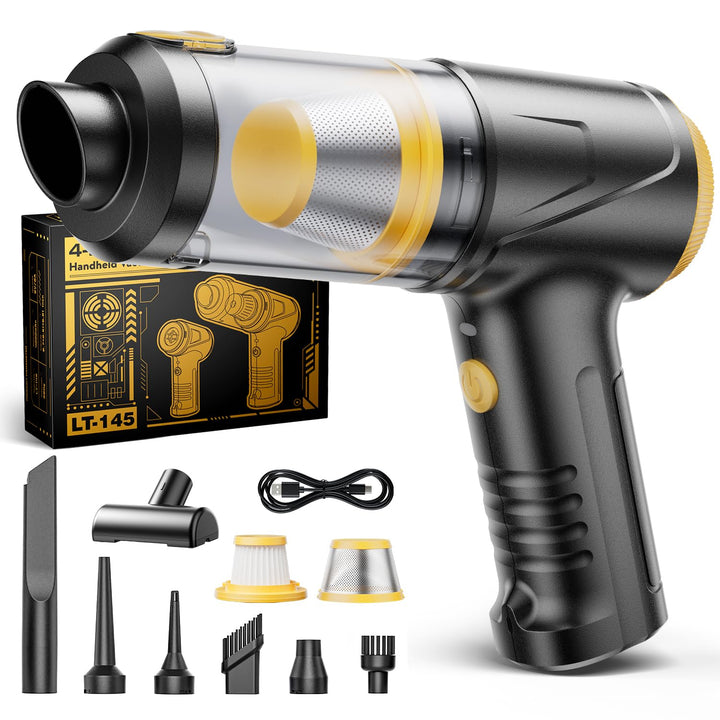 Handheld Vacuum Cleaner, 21000Pa Cordless 4-in-1 Mini Car Vacuum | Cordless Vacuum with LED Lights, Built-in Brushless Motor, Type-C Charging, Portable Design for Cars, Office Desks, Keyboards