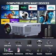FUDONI Projector with 5G WiFi & Bluetooth, Native 1080P 18000L Portable | Compact Outdoor Movie Projector, Home Theater, Built-in Speaker, HDMI USB AV, Works with Firestick, Laptop, iOS, Android, PS5