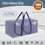 6 Pack Extra Heavy Duty Large Moving Bags with Strong Zipper, Dark Blue | Comfortable Handles, Sturdy & Durable Clothes Storage Bags Totes Bins, Blue Packing Moving Boxes for College Supplies