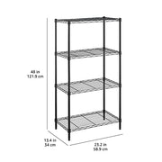 Amazon Basics 4-Shelf Steel Wire Storage Shelves for Garage, Adjustable Metal Shelving Unit, 200 lbs Per Shelf, 23.2" W x 48" H x 13.4" D, Black