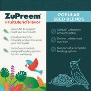ZuPreem FruitBlend Parrot & Conure Food, Uniform Bird Food, M/L, 3.5 lb | Bird Food Pellets, Real Fruit, Fruit Blend, Conures, African Greys, Caiques, Eclectus, Cockatoos, Medium Large Birds, USA
