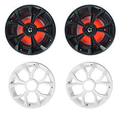 Rockville RKL65MBW 6.5" 2-Way Coaxial Marine Boat LED Speakers Pair | 700W Peak / 170W RMS, 4 Ohm, Waterproof, Red/Blue Beat-Sync LEDs, 35Hz-20kHz, Includes Black/White Grilles and 16.4 Ft Wire