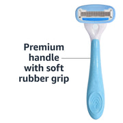 Amazon Basics 5-Blade Extra Smooth Razor for Women with Moisturizing Strips, Handle, 2 Cartridge Refills & Shower Holder (Previously Solimo)