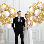 60pcs Gold and White Balloons 12inch with Metallic Gold Confetti Balloons | Wedding, Engagement, Baby Shower, Birthday Party Decorations