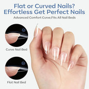 Modelones Short Almond Nail Tips 360pcs Clear Pre-etched Fake Press On Nail | Clear Soft Full Cover Half Matte Acrylic Gel Tips Extension for Salon & Home Use 15 Sizes
