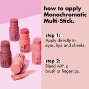e.l.f. Monochromatic Multi Stick, Cream-to-Powder, Dazzling Peony | Creamy & Blendable for Eyes, Lips & Cheeks, Adds Shimmer, Lightweight Buildable Finish, Travel-Friendly, Vegan & Cruelty-Free