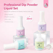 SAVILAND Dip Powder Liquid Set HEMA-free, 4Pcs 20 ml No Curing Needed | Ultimate Nail Dip System Essentials Liquid, Large Capacity, Dipping Base Activator Top Coat Brush Saver, DIY Home Manicure