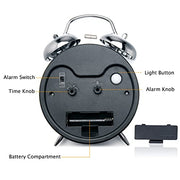 Peakeep Loud Alarm Clock for Heavy Sleepers Adults, Metal 4 Inches | Twin Bell Battery Operated Analog Alarm Clocks for Bedrooms Kids' Room Decoration (Jewel Blue)
