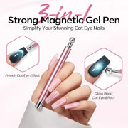 Modelones Cat Eye Magnet for Fall Brown Cat Eye Gel Polish 5PCS | 3-in-1 Dual-head Magnet Pink Nail Magnet for Cateye Gel Polish, Side Light Wide Light Glass Glow Effects DIY Nail Art Tool