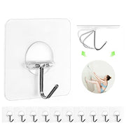 Adhesive Wall Hooks No Drill Clear Heavy Duty, 13LB Sticky 12 Pack | Waterproof Transparent Sticky Hooks for Hanging, 13lbs Max Load No Damage,Ideal for Towel,Coat,Bathroom,Kitchen,Home