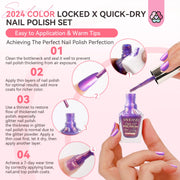 SAVILAND 6Pcs Ombre Nail Polish Set Charm Pink Blue Gold Purple | Quick Dry Pearl Summer Fingernail Polish Colors, Plant-based Castor Oil, Natural Nail Lacquer, Women Gift Home Manicure DIY