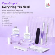 SAVILAND 2 Pcs Gentle Acrylic Nail Remover Kit Set for Acrylic Nails | No soaking, No wrapping, Cuticle Oil & Nail File Tools, Zero Residue, Remove Dip Nails Gel Nail Polish, Home Salon Use