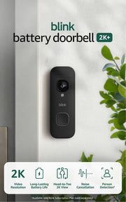 Blink Battery Doorbell 2K+ (newest model) — Wireless video doorbell, 2K video resolution, enhanced audio. Sync Module Core included – System (Black)