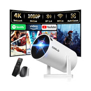 [Built-in Apps & 2026 Upgraded] Mini Projector Support 4K 1080P Auto Keystone 180° Rotatable with WiFi 6 and Bluetooth 5.4, Projector Portable Compatibile with HDMI/TV Stick/Memory Stick/Laptop-White