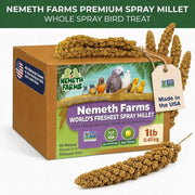 Nemeth Farms Spray Millet - Edible Tops Only, Non-GMO and Sun-Dried - 1 lb for Parakeets, Canaries and Finches