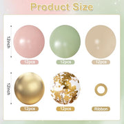 Sage Green Balloons for Boho Baby Shower Fairy Birthday Party Decorations | 60Pcs 12Inch Pink and Green Balloons Include Sage Green Pink Sand White Gold Confetti Balloons, Bridal Shower Decorations