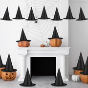 Luces 12 PCS Witch Hats, Thickened Hanging Witches Hats Halloween Decor | Black Witch Hat with 164 FT Rope Wizard Decor to Hang from Ceiling, Halloween Decorations Witch Costume Accessory