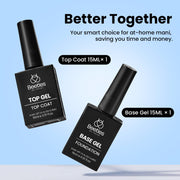 Beetles No Wipe Gel Top Coat and Base Coat Set for Gel Nail Polish | 2Pcs 15ml Super Shiny and Long Lasting Soak Off UV/LED Lamp Nail Art Design Gift