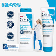 CeraVe Hydrating Anti Dandruff Shampoo, Itchy Scalp Treatment, 12oz | Helps Eliminate Flakes with 1% Pyrithione Zinc, Hyaluronic Acid, Niacinamide and Ceramides In A Sulfate Free Formula