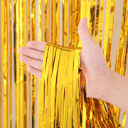 Voircoloria Gold Foil Fringe Backdrop Curtains, 3.3x8.2ft, 3 Pack | Tinsel Streamers, For New Years Eve, Graduation, Birthday, Baby Shower