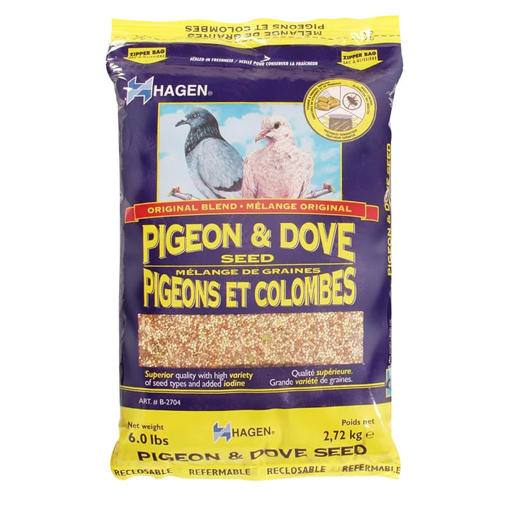 Hagen Pigeon & Dove Seed, Original Formula Bird Food, 6 lb Bag | Nutritionally Complete Seed Mix with Vitamins & Minerals, Wild & Captive Bird Diet, Insect-Resistant Air-Tight Packaging