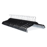 Amazon Basics Velvet Non-Slip Skirt Clothes Hangers with Clips, 360 Degree Rotatable Hook, Organize Pants and Skirts, Black/Silver, 24-Pack