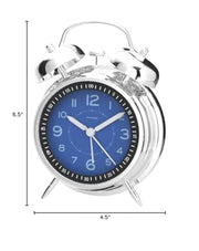 Peakeep Loud Alarm Clock for Heavy Sleepers Adults, Metal 4 Inches | Twin Bell Battery Operated Analog Alarm Clocks for Bedrooms Kids' Room Decoration (Jewel Blue)