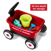 Radio Flyer Push & Pull Walker Wagon with Garden Tools, Ages 1-4 Years, Red | Locking Handle for Stability, Baby Push Walker Converts to Pull Wagon, Indoor & Outdoor Play