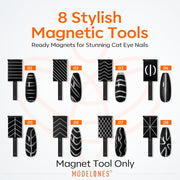 modelones Cat Eye Magnet 15PCS Brown Cat Eye Gel Polish Nail Stuff, Multi-shape Heart Moon Flower Square Effects with Bead-Attracting Nail Art Tool, UV/LED Lamp Required, DIY Halloween Nail Art