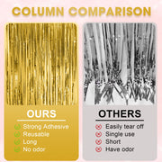 Voircoloria Gold Foil Fringe Backdrop Curtains, 3.3x8.2ft, 3 Pack | Tinsel Streamers, For New Years Eve, Graduation, Birthday, Baby Shower