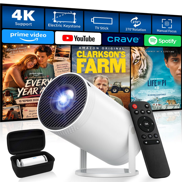 Mini Projector, Native 1080P Portable Projector with Carrying Case | 4K Support, Portable Size with Carrying Bag, Outdoor Movie Time, Indoor& Outdoor Use
