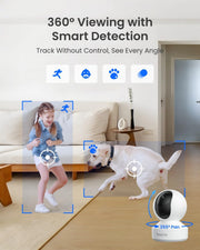 REOLINK E1 Pro 3K Dual-Band Wi-Fi Indoor Camera for Baby & Pet Monitoring | Auto Tracking, 5MP Night Vision Enhanced by F1.6 Aperture, Person/Pet/Baby Crying Detection, 2.4/5GHz Wi-Fi, Two-Way Audio