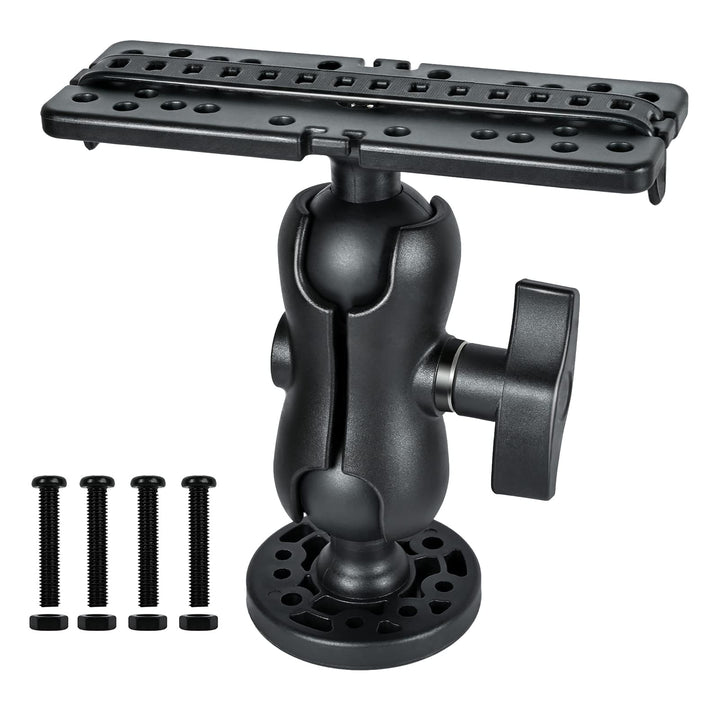 Fish Finder Mount Base, Universal 360° Rotation Ball-Mount Fish Finder Bracket, Nylon & Stainless Steel Electronic Holder for Marine Boat Kayak Pontoon Canoe Helix Garmin, 4*Srews, 4*Nuts
