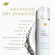Dove Dry Shampoo Spray, Hair Volume & Fullness, Absorbs Oil, 5 oz (2-Pack) | Refreshes Hair Without Washing, Absorbs Excess Oil, Adds Volume and Fullness, Convenient Two-Pack Dry Shampoo
