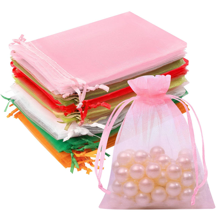 Crweety 50PCS Organza Bags 3x4 Multicolor, Small Gift Bags for Jewelry Candy Goodie Treat Sachet, Mesh Gift Bag Drawstring for Wedding Baby Shower Party Favors Halloween Christmas, Gifts Wrapping Bulk