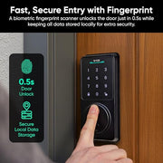 Wyze Auto-Lock Bolt v2, Fingerprint Keyless Entry Smart Lock, AI Learning Scanner with Wi-Fi Front Door Lock Deadbolt, Auto-Lock, 8 Months Battery, BHMA2, IP53, Anti-Peep Keypad, Backup Keys
