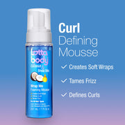 Lottabody Coconut & Shea Wrap Me Foaming Mousse, 7 oz | Foaming mousse that defines curls, controls frizz & adds lightweight, natural-looking shine & hold. Fast-drying & non-sticky.