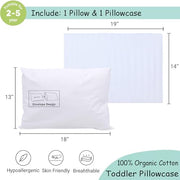ZPECC Toddler Pillow with Organic Cotton Pillowcase - 13x18, White Stripe