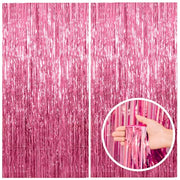 2 Pack Pink Backdrop Party Decorations Tinsel Curtain Party Backdrop Foil Fringe Birthday Decorations Photo Booth Streamer Backdrop Pink Theme Bachelorette Graduation Decor