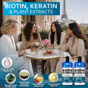 BELLISSO Biotin Shampoo and Conditioner Set - Sulfate & Paraben Free | Hair Thickening & Volumizing with Added Keratin to Help Boost Fuller Looking Hair for Men & Women with Fine or Thinning Hair