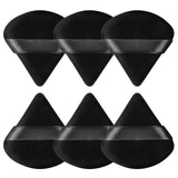 Pimoys Powder Puffs, 6 Pack Triangle Makeup Puff, Black | Soft Velour, Triangle and Round Design, Washable, Finger Strap, for Loose Powder