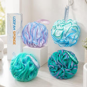 AmazerBath Loofah Sponge 75g/Piece, Exfoliating Bath Sponge Body Scrubber - Loofa Set of 4 Flower Color (Large, Green-Purple)
