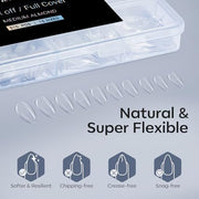 Modelones Almond Nail Tips 510pcs Medium Clear Soft Fake Press On Nails Tip | Pre Etched Half Matte Full Cover Clear Acrylic Gel False Press on Extension