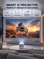 4000ANSI 4K Smart Projector with WiFi and Bluetooth, Auto Focus | Now with Netflix ,Auto Keystone, 360° Rotatable Stand, Ultra Low Noise, Outdoor Home Theater, HDMI, USB