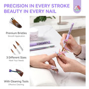 SAVILAND Kolinsky Acrylic Nail Brush Size 6,10,14 with Brush Cleaner Purple | Professional Nail Brushes, Cleaner Manicure Tool, Acrylic Brush Acrylic Powder, Nails Extension 3D Carving for Nail Art DIY