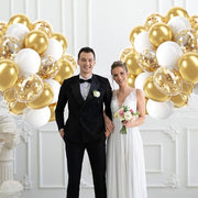 60pcs Gold and White Balloons 12inch with Metallic Gold Confetti Balloons | Wedding, Engagement, Baby Shower, Birthday Party Decorations