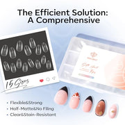 Modelones Short Almond Nail Tips 360pcs Clear Pre-etched Fake Press On Nail | Clear Soft Full Cover Half Matte Acrylic Gel Tips Extension for Salon & Home Use 15 Sizes